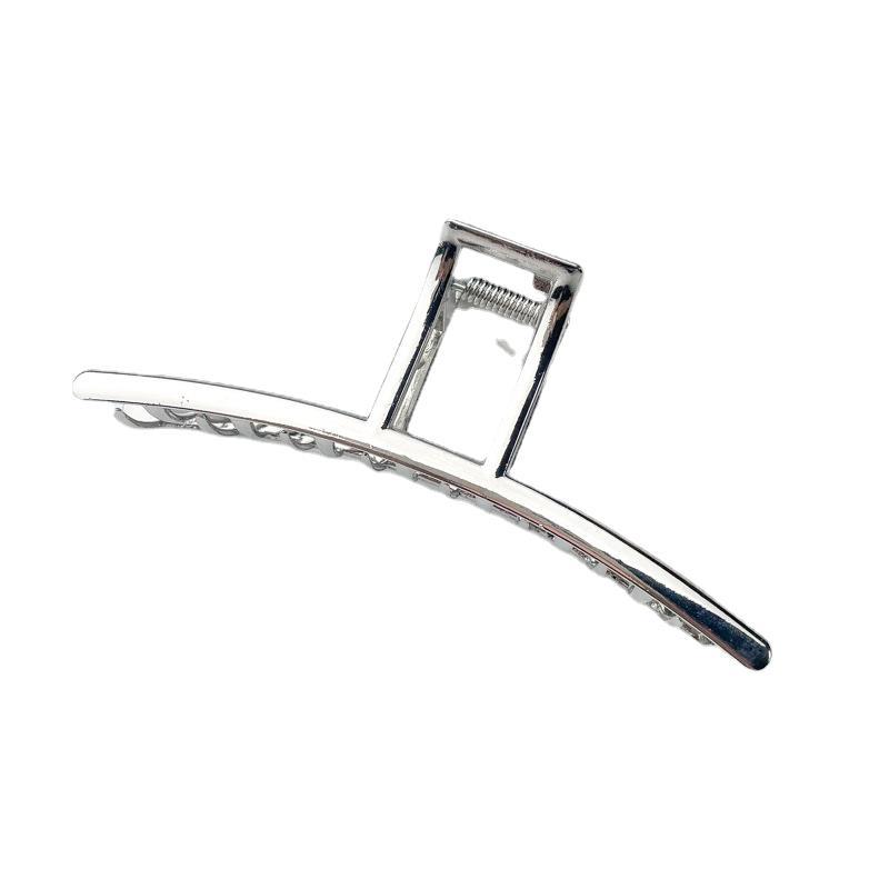 Pince à cheveux en métal argenté Pince à cheveux à disque Grand volume de cheveux Pince requin haut de gamme Accessoires de cheveux coréens Pince à cheveux pour femmes_voghion.com