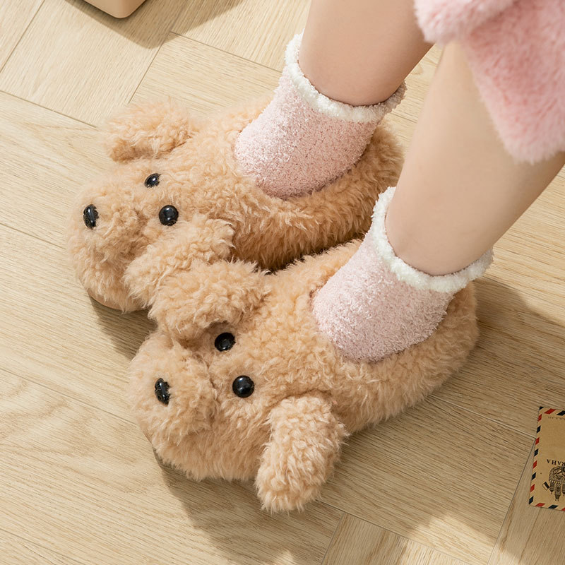 Cixi cotton slippers autumn and winter women's home wool plush indoor home cute warm non-slip winter cotton shoes men_voghion.com