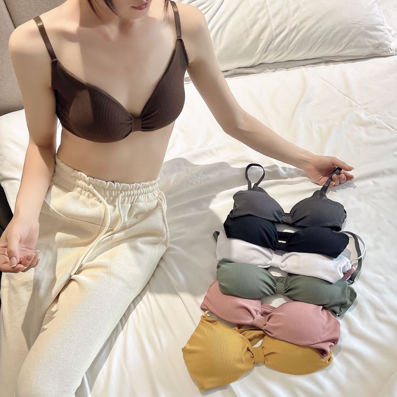 807# Beautiful Back Underwear Women Gather Inner Tube Top Vest Internet Celebrity Explosions Sling Summer Sexy Small Chest Thickened Bra