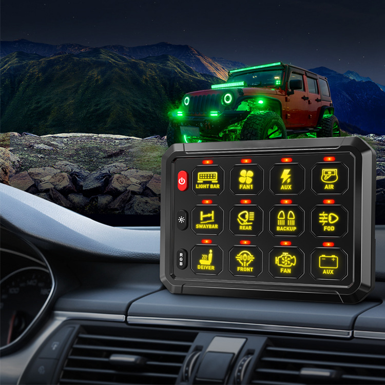12-key touch switch panel suitable for RV Jeep yacht modification RGB adjustable color twelve-key modification