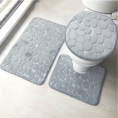 Cross-border Amazon solid color Pebble bathroom toilet two-piece carpet home non-slip absorbent pad a generation of hair