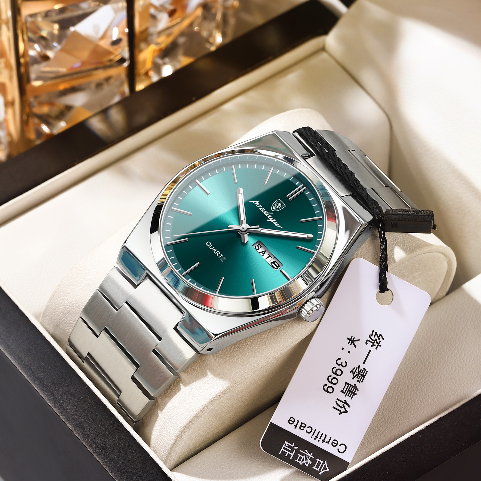 P930 silver shell green surface steel belt