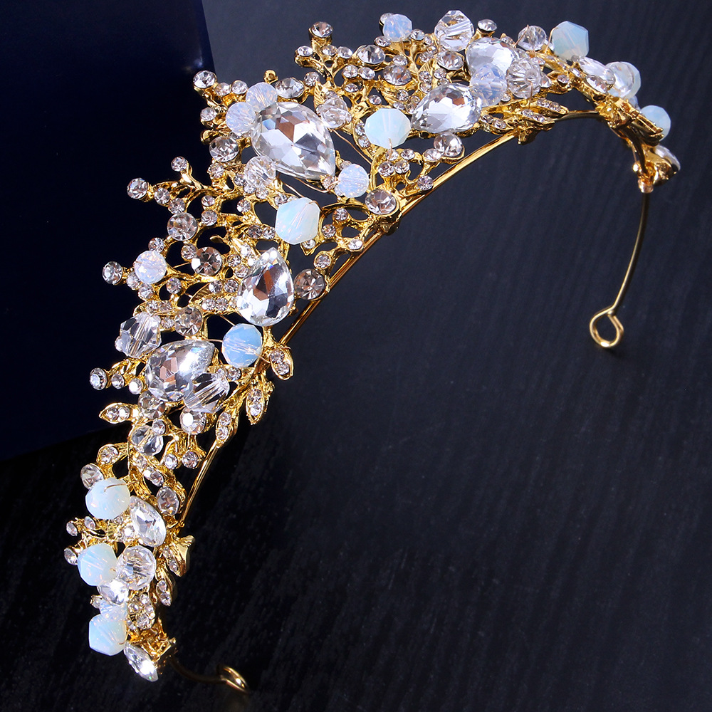 Bridal Wedding Cross Border Headwear Hairband Crown Baroque Set Film Studio Rhinestone String Crystal Handmade Crown Accessories