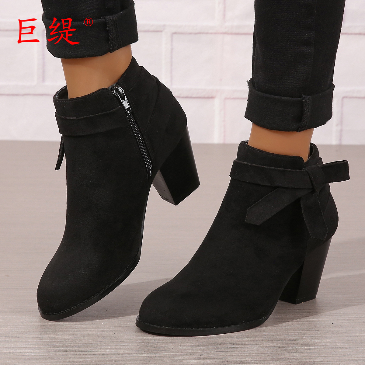 Juti 2023 autumn and winter new foreign trade plus size high heels WISH Amazon European and American women's fashion shoes