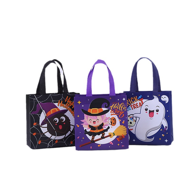 in stock Halloween Gift Bag Customized Cross-border Film-coated Non-woven Bag Handbag Hot Pressure Bag Takeaway Bag