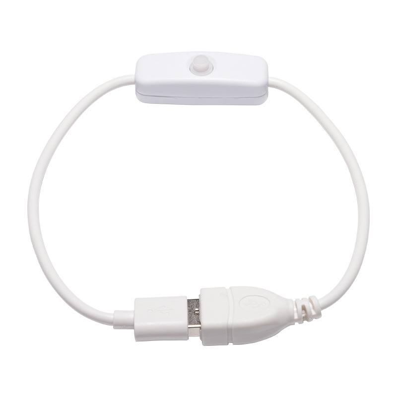 White and Black USB Male to Female Extension Cord with 501 Button Switch USB Cord USB Switch Charging Cord LED Strip Cord