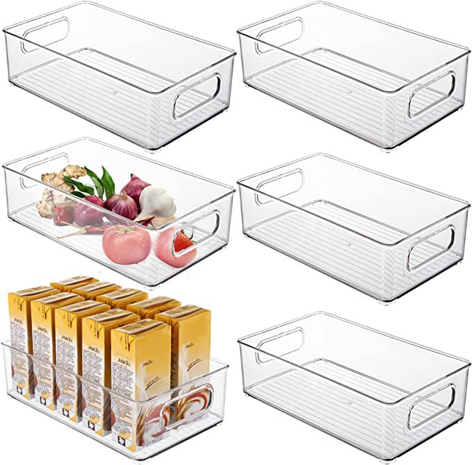 304 six-piece stackable refrigerator storage box crisper food grade vegetable finishing kitchen PET storage box