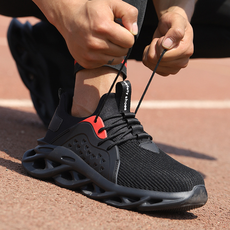 Cross-border flying woven surface wear-resistant labor protection shoes anti-smashing anti-piercing work shoes safety protection shoes manufacturers direct supply