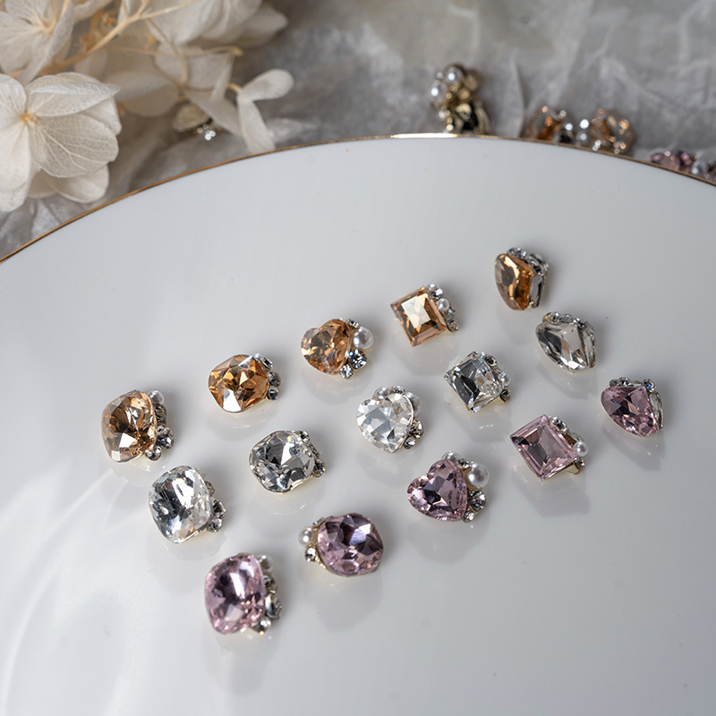 Nail jewelry finished pile drill flash nail drill peach heart long square right angle fat square axe drill jewelry explosion