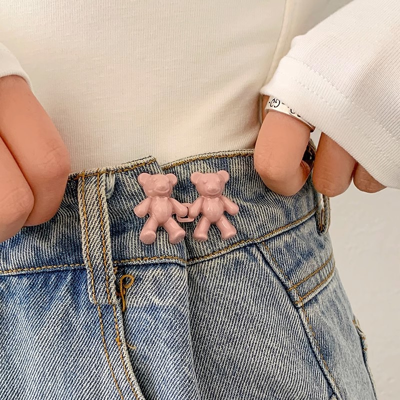 Bear waist tightening jeans waist slimming artifact button pants adjustable waist change small pin fixed button
