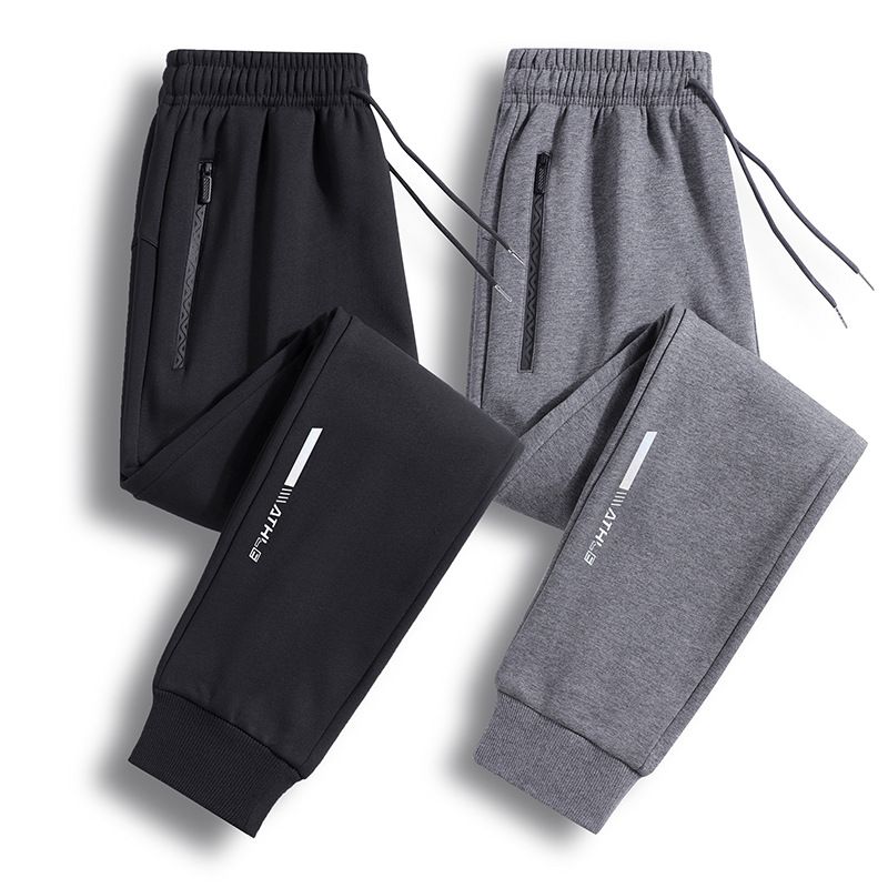Casual Pants Men's Autumn and Winter New Cotton Fleece-Lined Large Size Sports Pants Flat Trousers Bundle Running Pants Trendy
