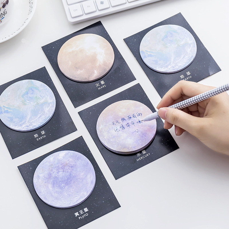 Planet series opposite sex sticky note personalized creative round tearable note book learning office stationery N times stickers