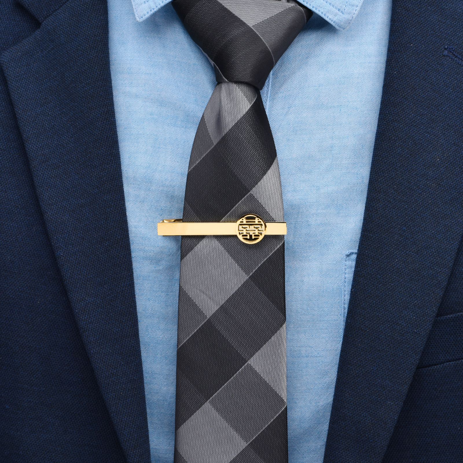 Wedding Stainless Steel 18K Golden Happiness French Cufflinks Collar Clip Set Gold Red Enamel Double Happiness Brooch Sleeve Stud