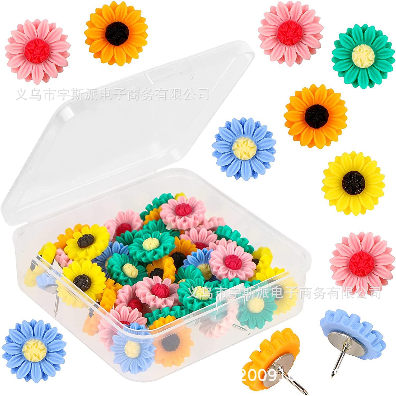 Cross-border manufacturers sunflower flower Flower resin pushpin tack shape Press nail decoration DIY binding nail