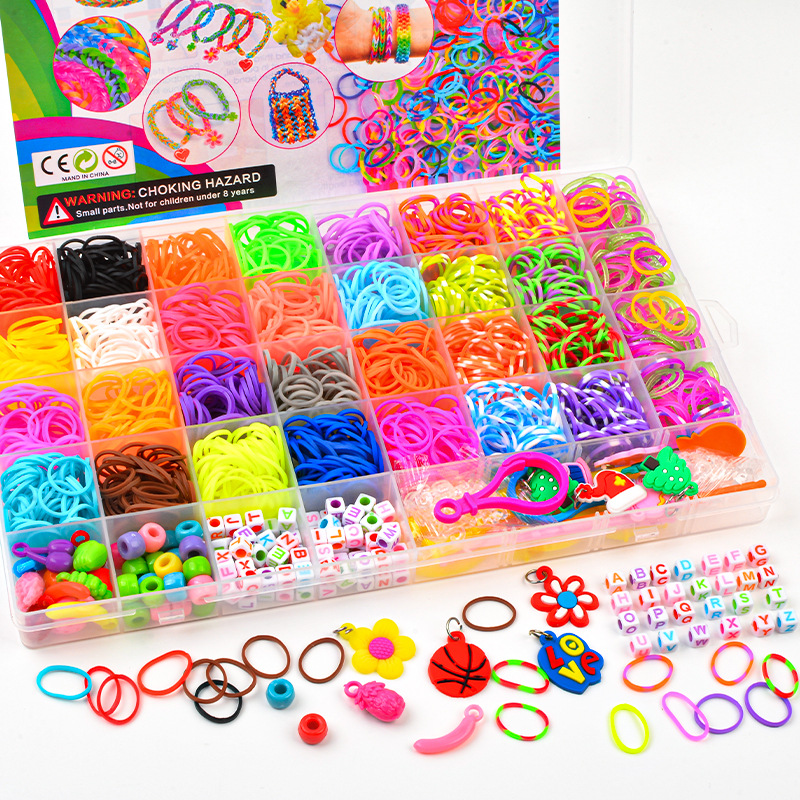 40-grid Rainbow Handmade Weaving Diy Colorful Rubber Band Children's Educational Toy Bracelet 2500 Pieces Puzzle Toys