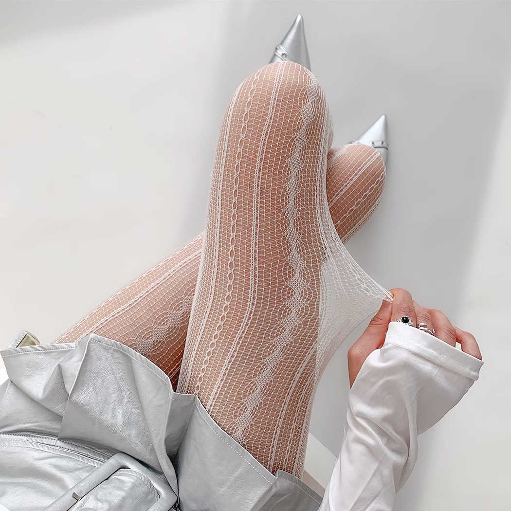 Forår og sommer tynd sort silke ballet vind Diamond Grace strømper lodret mønster hul ren lyst hot pige slankende strømpebukser kvinders mesh soc_voghion.com