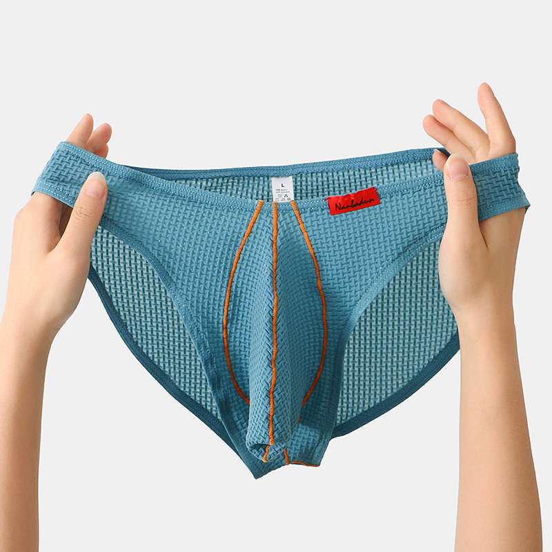 Cross-border Foreign Trade Men's Sex Underwear Sexy Ding Triangle Low Waist Big J Underwear Solid Color Ice Silk Amazon Explosions