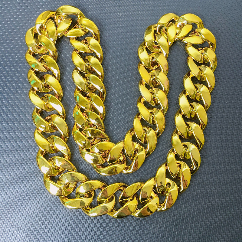 Hip-Hop Simulation Big Chain Local Hero Men's Golden Plastic Performance Props Hip-Hop Social Man Super Thick and Exaggerated Big Necklace
