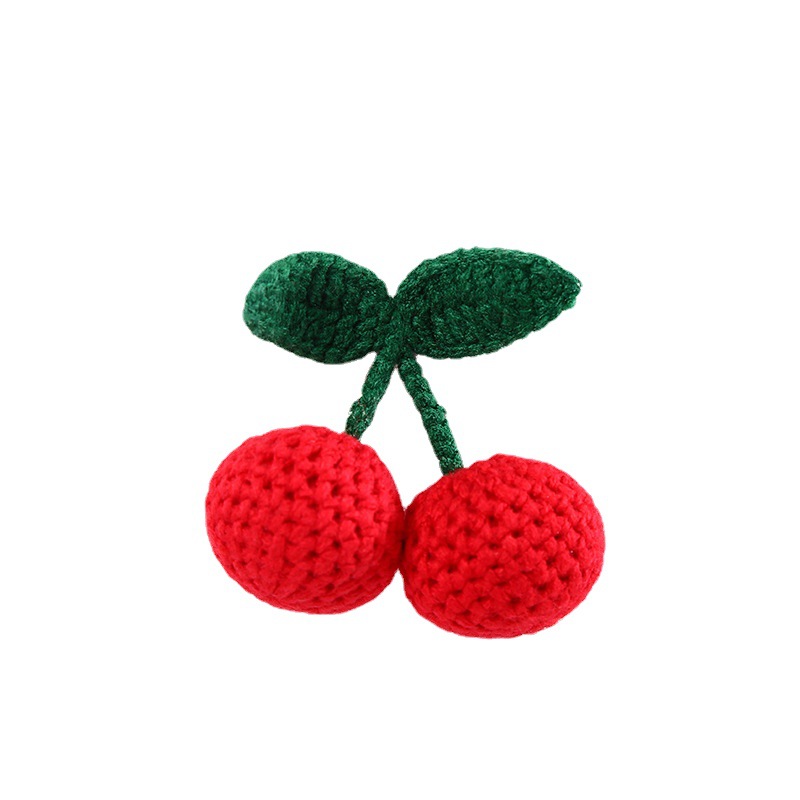 Handmade wool Cherry jewelry hand hook cherry hat accessories big bag accessories woven cotton thread hand hook flower
