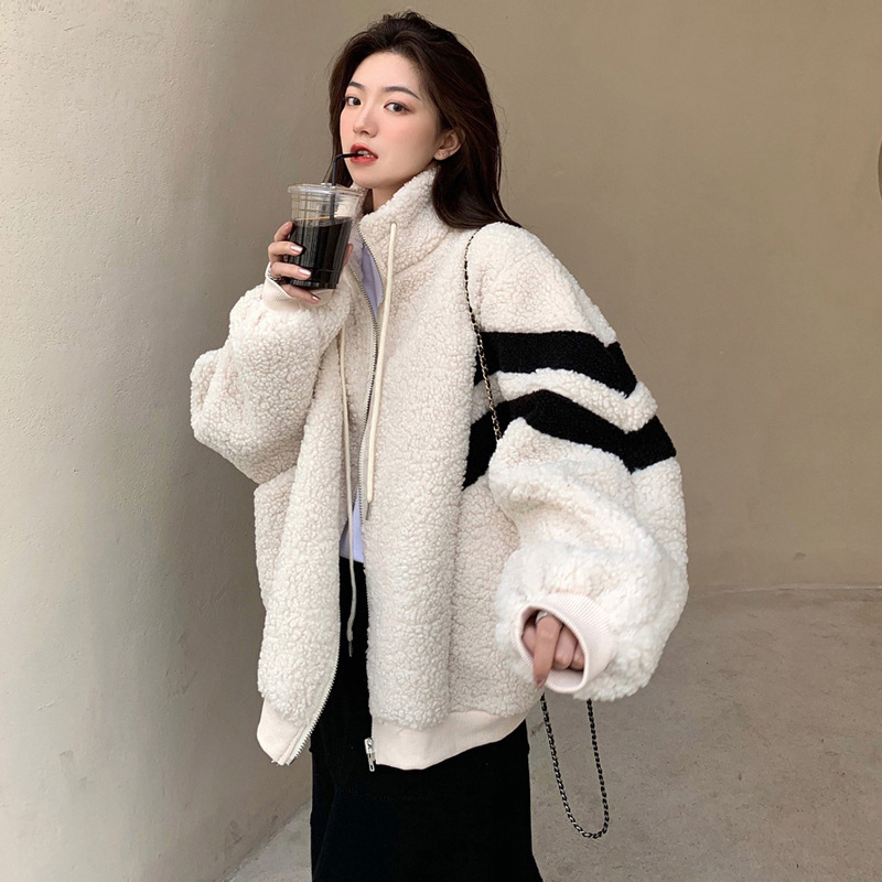 Cashmere coat for women Autumn and Winter All-matching thickened warm design sense niche Korean style all-matching cotton clothes ins fashion