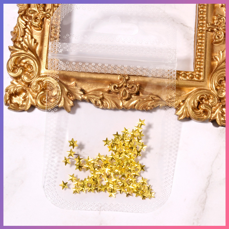 Nail Art Jewelry Japanese Rivet Star Moon Jewelry Gold Bar Curved Stick Metal Patch Nail Jewelry All Copper Nail Art Rivet