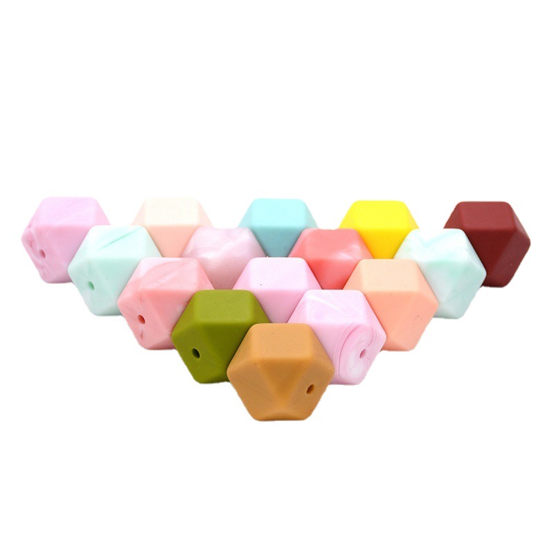 Cross-border mother and baby polygonal silicone beads 14mm hexagonal beads silicone octagonal beads DIY pacifier chain accessories