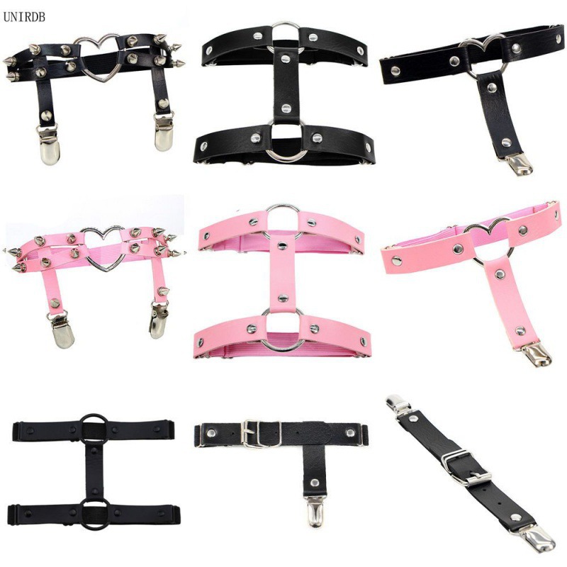 Factory Direct all-match peach heart cat face thigh ring sexy leather leg ring elastic band adjustable non-slip buckle socks clip
