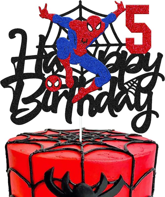 誕生日ケーキトッパー スパイダーマンがテーマのパーティーデコレーション ケーキフラッグ挿入 さまざまな機会に最適 誕生日パーティーなど|undefined