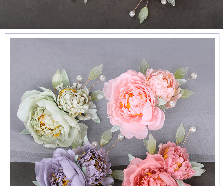 Tang Style Flower Clip Silk Flower Hairclip Antique Rear Pressure Headwear Hanfu Hair Accessories Ancient Clothing Accessories Cheongsam Flower Edge C_voghion.com