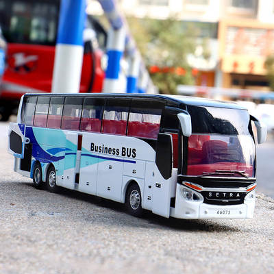 Baosilun alloy single-layer bus model pull back sound and light toy bus English bus business express box