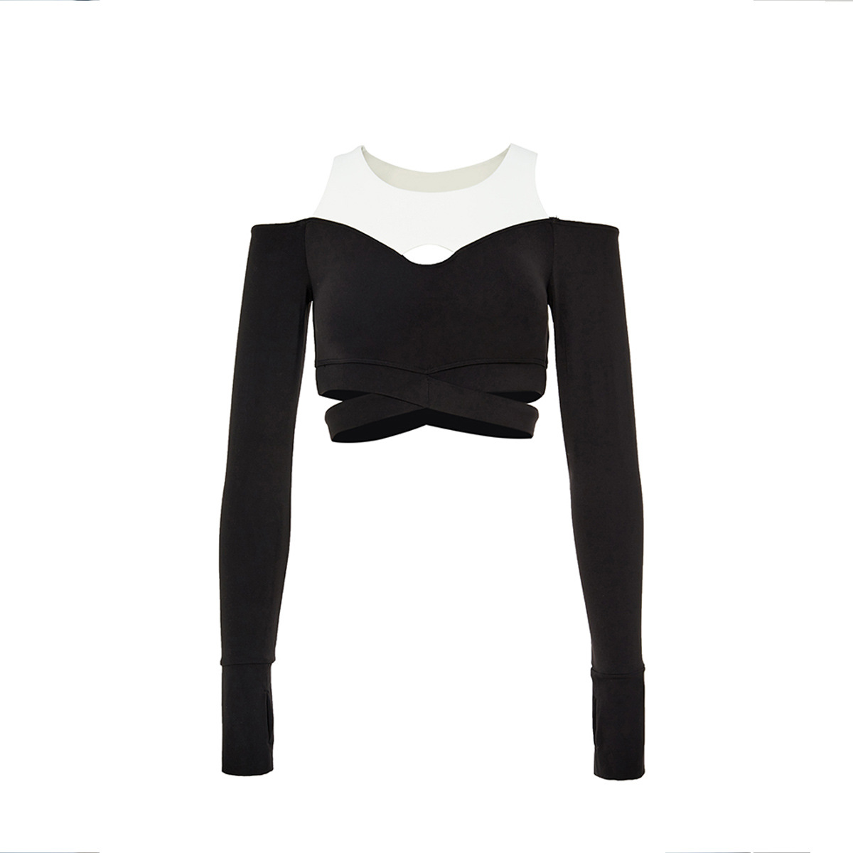 Comfortable fashion fake two-piece slim fit breathable yoga clothes sports Pilates Fitness top bottoming long sleeve bottoming shirt