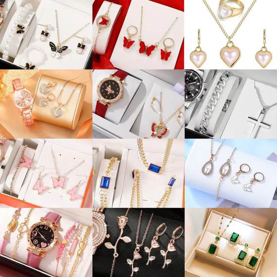 Simple Jewelry Fashion Joker Necklace Bracelet Ring Earrings suit Watch Accessories