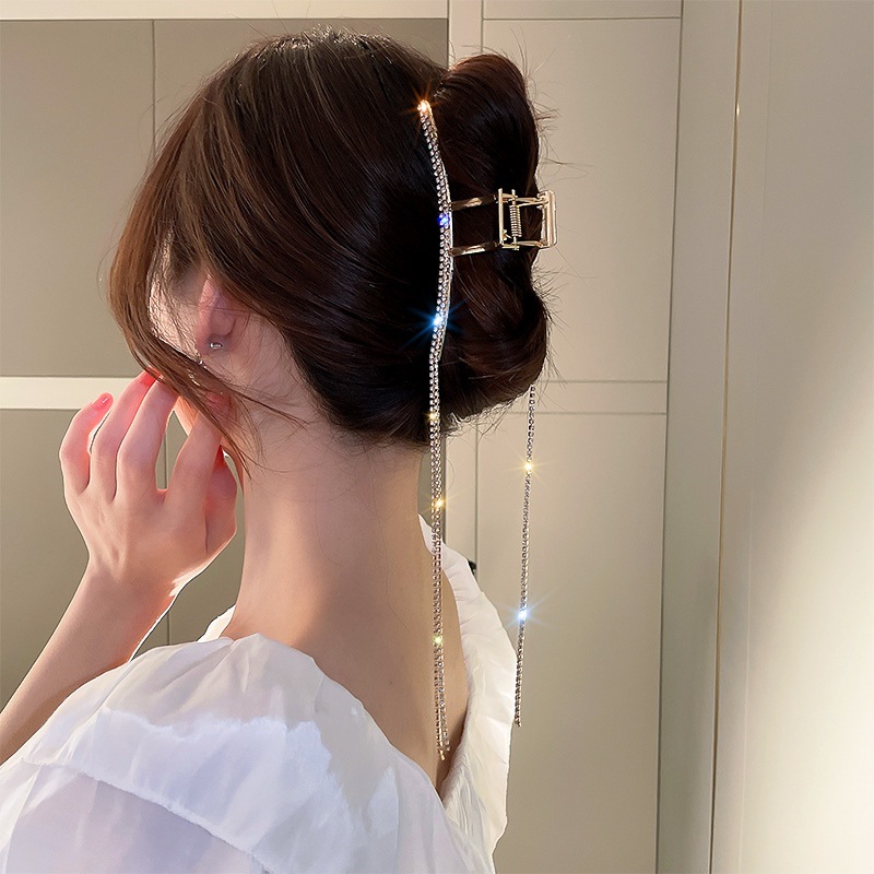 Tassel Grab Clip Women's Head Hairpin 2022 New Summer Internet Celebrity High Sense Large Shark Clip Headwear_voghion.com