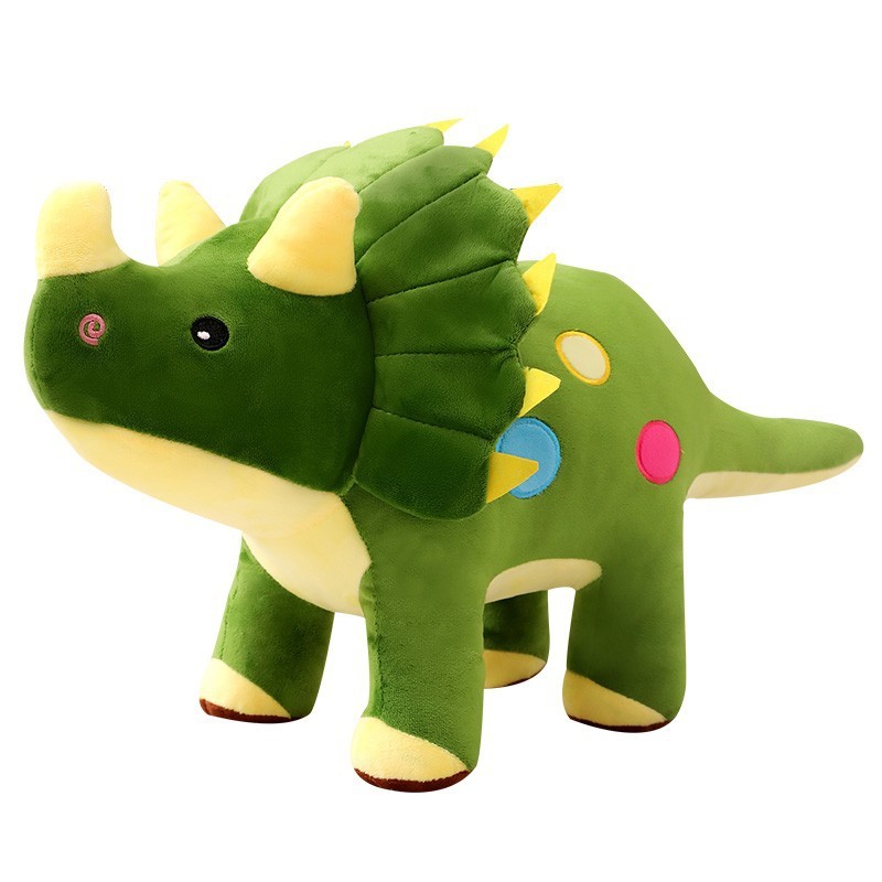 恐竜のぬいぐるみのぬいぐるみの大きいサイズの覇王竜の三角竜の長い首の竜は枕の子供の男の子のプレゼントを抱いています。|undefined