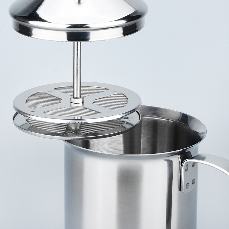 Stainless steel milk frother stainless steel hand frother 400ml Japanese double-layer milk frother fancy coffee