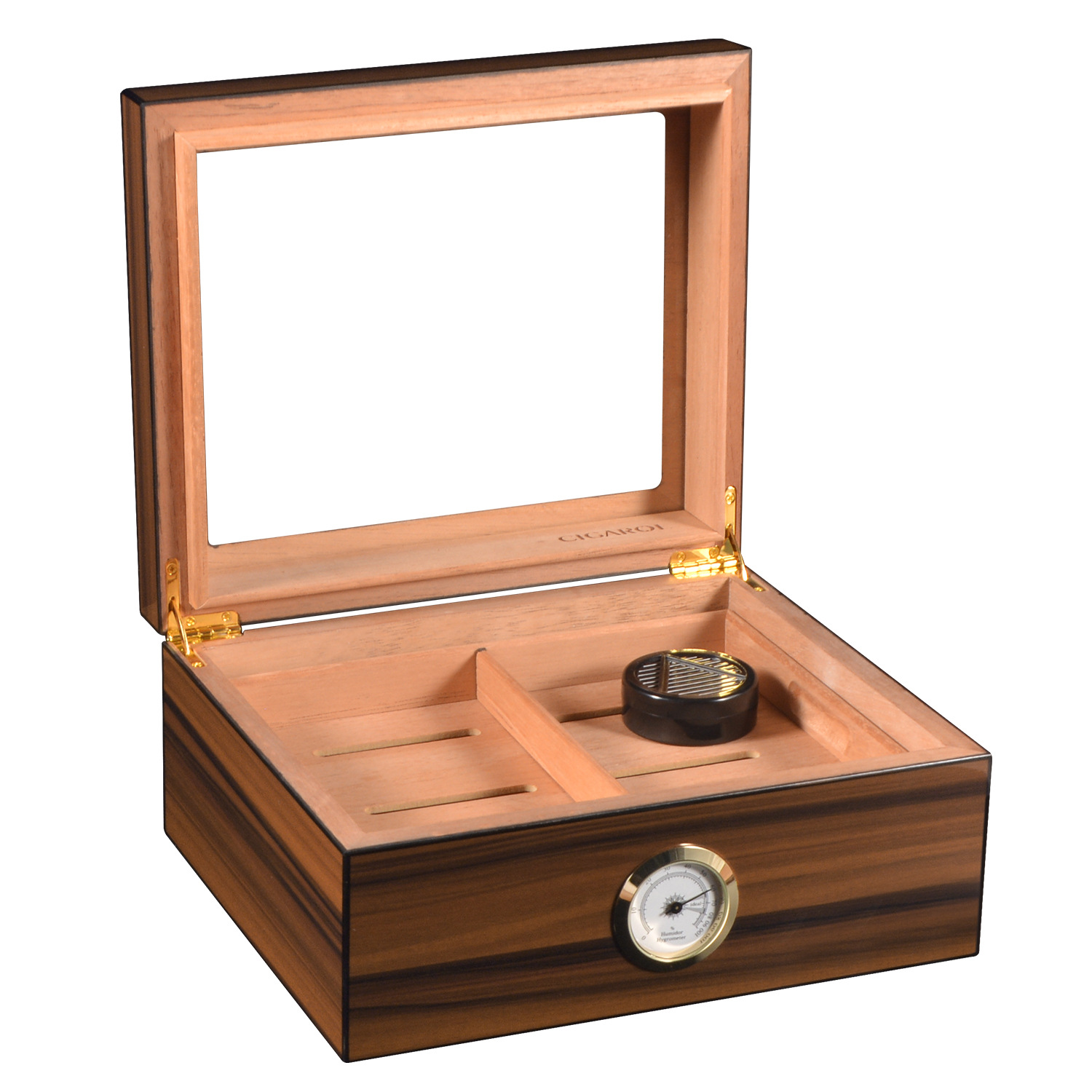 Cigar Box High Gloss Paint Cedar Wooden Box Large Capacity Double Layer Transparent Wooden Storage Box Cigar Moisturizer Box 0060