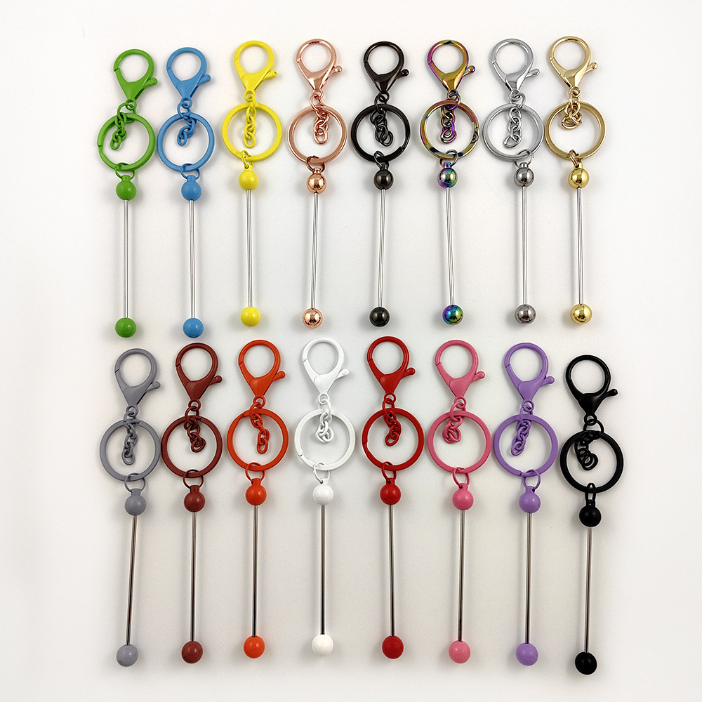 Cross-border new beaded keychain DIY color paint key chain handmade decorations keychain beaded ornaments