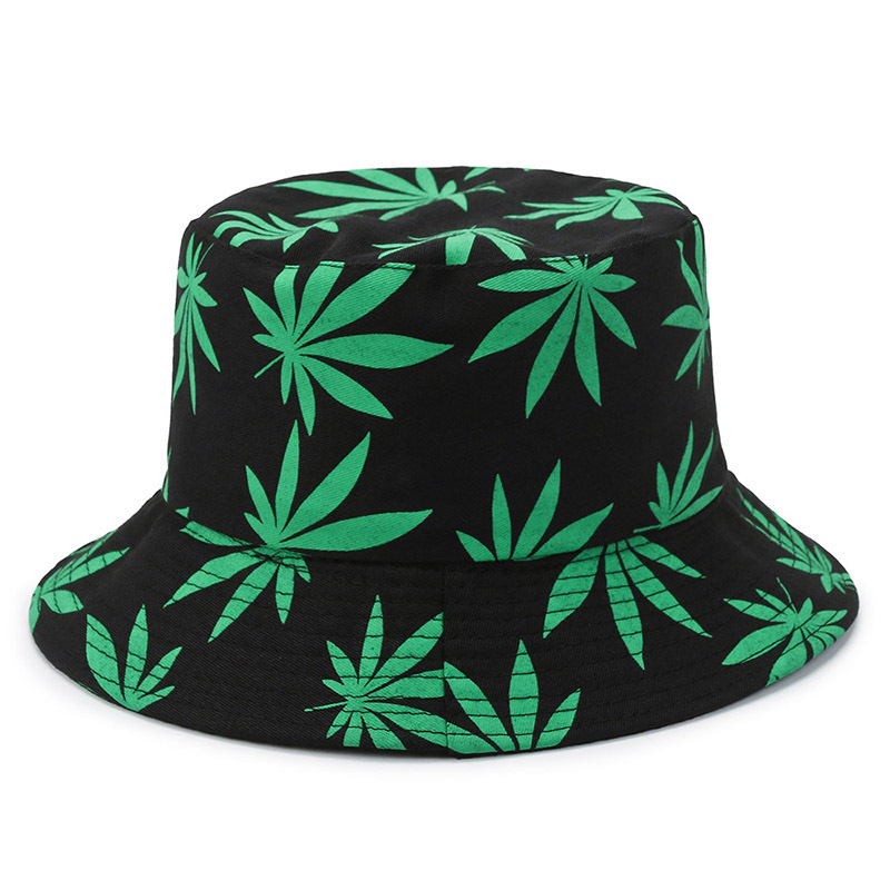 Korean double-sided all-match travel sun hat men's and women's fashion printed basin hat cross-border new Maple Leaf fisherman hat