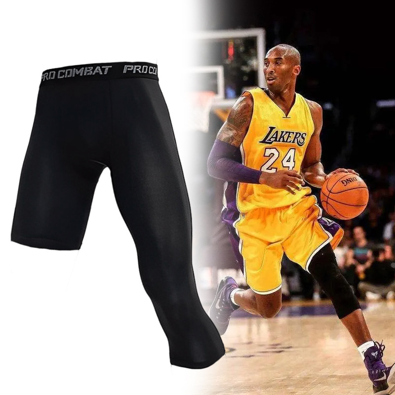 Tight trousers Men's Fitness clothes five-point high elastic quick-drying running seven-point one-leg Sports Basketball bottoming training stockings