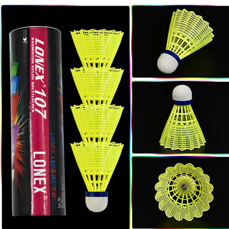 Luminous badminton plastic windproof room outdoor training nylon LED fluorescent lamp with light-emitting badminton