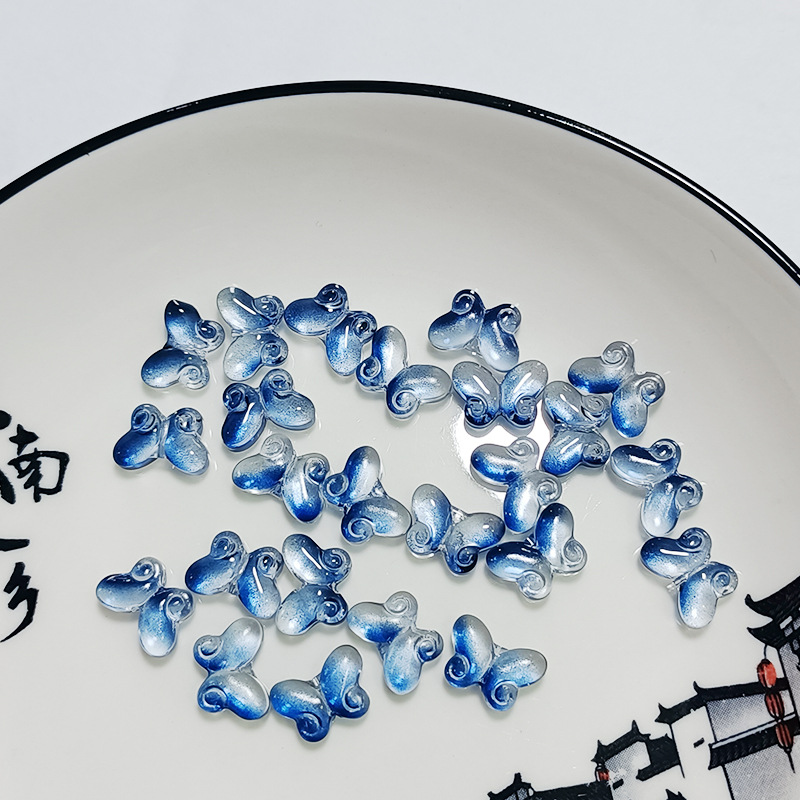 Glass fat butterfly 10*15 loose beads Hanfu headdress accessories DIY hairpin accessories Czech glass jewelry accessories