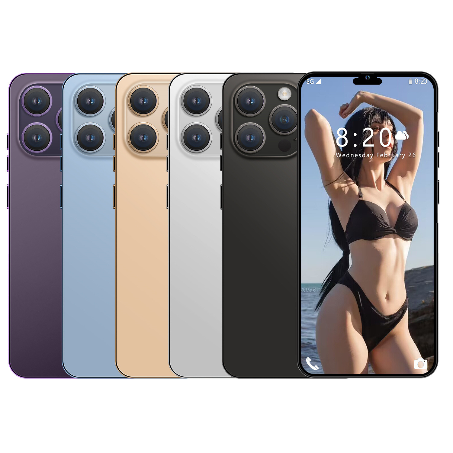 New I15ProMax cross-border mobile phone 16 1TB7.3 inch pixel 72 108 Android 13 factory straight hair in stock