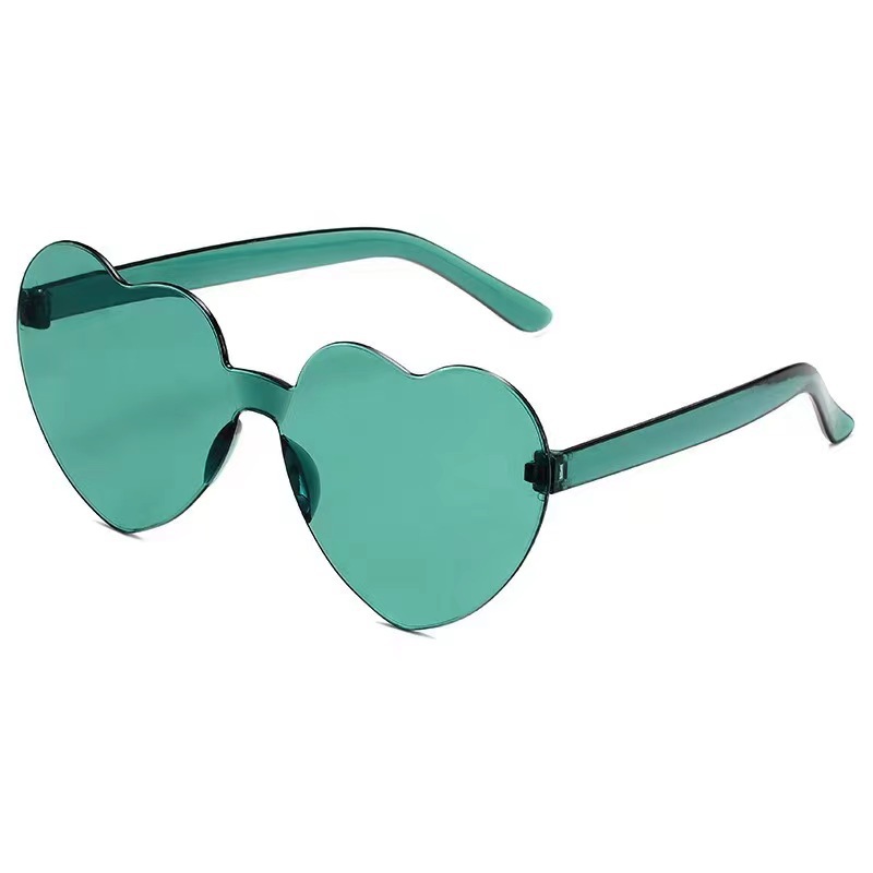 One-piece love glasses men and women jelly color peach heart sunglasses cross-border hot selling frameless heart sunglasses wholesale