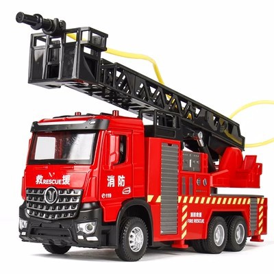 Boxed Alloy Simulation Engineering Truck Fire Truck Military Model Children Acousto-optic Power Truck