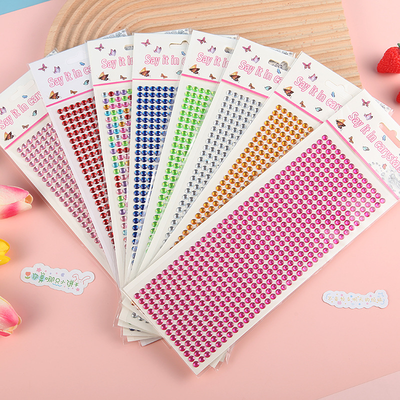 Children's colored diamond stickers handmade acrylic Diamond stickers 6mm shiny diamond diy decorative stickers jewelry toys