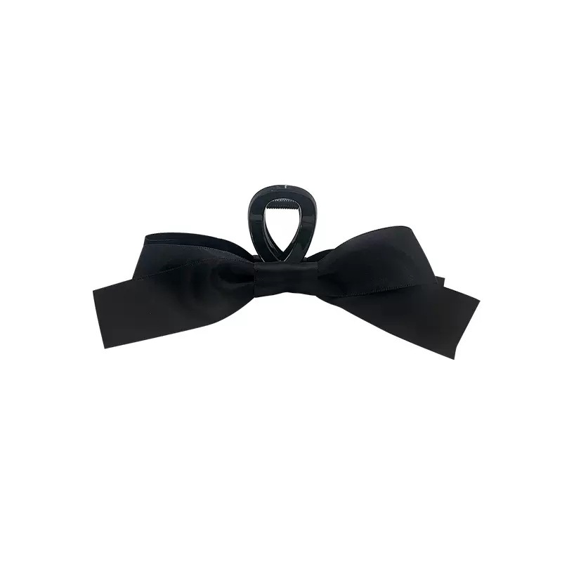 Hepburn Style Black Double-sided Bow Grab Clip Women's Large High-end Sense Hairpin Disc Hair Back Head Shark Clip Headwear