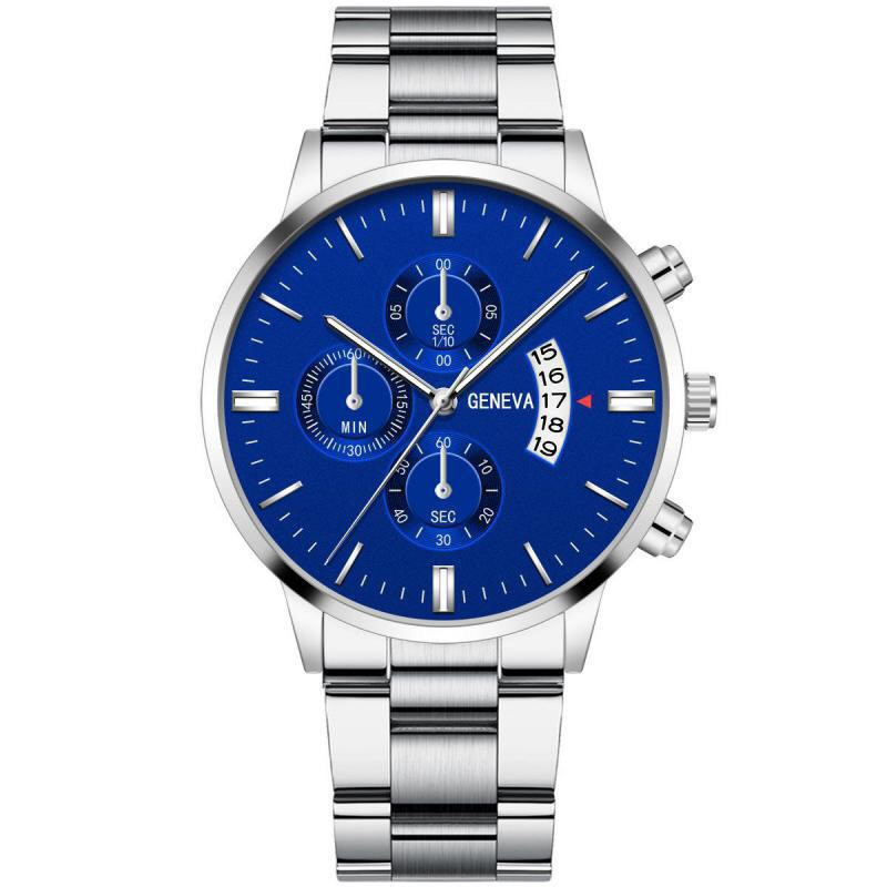Heißes Angebot Explosive Drei-auge herren Stahl Gürtel Uhr Business Freizeit Kalender Quarzuhr männer Spot_voghion.com