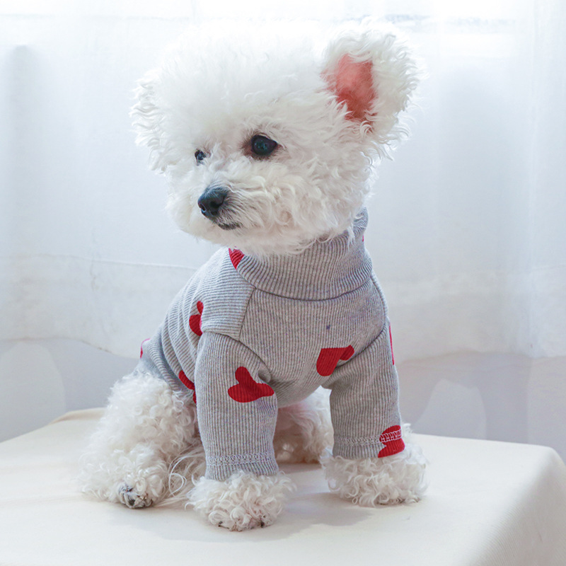 Factory direct supply pet clothes dog cat home two-legged teddy bear love two-legged valentine's day bottoming shirt
