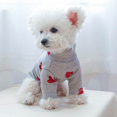 Factory direct supply pet clothes dog cat home two-legged teddy bear love two-legged valentine's day bottoming shirt