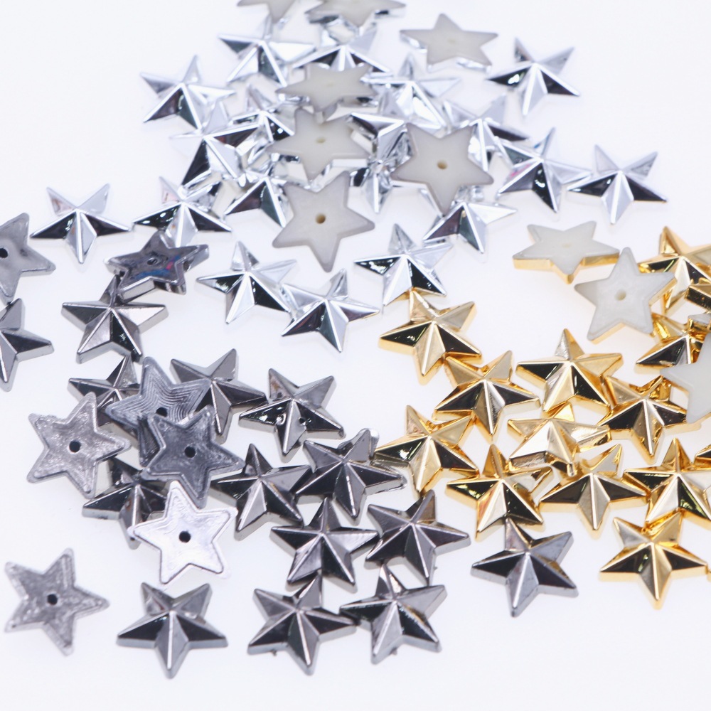 Cross-border 100 acrylic Diamond flat-bottomed gold and silver five-pointed star DIY to make decorative clothing accessories jewelry accessories